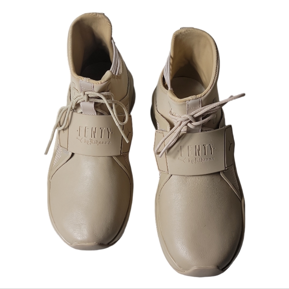 Puma Fenty by Rihanna trainer high top sneakers size 6 tan strap lace